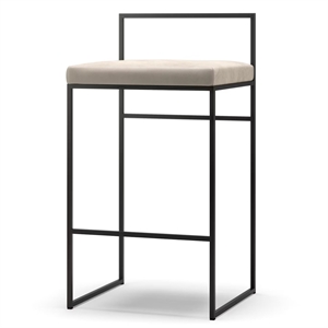 Baarituoli selkänojalla 80 cm musta/beige sametti