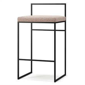 Baarituoli selkänojalla 80 cm musta/vaaleanpunainen