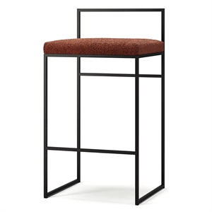 Baarituoli Selkänojalla 80 cm Musta/ruosteenharmaa Bouclé