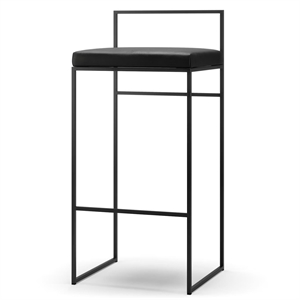 Baarituoli Selkänojalla 90 cm Musta/musta Nahka