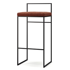 Baarituoli Selkänojalla 90 cm Musta/ruosteenharmaa Bouclé