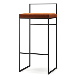 Baarituoli Selkänojalla 90 cm Musta/kuparinhohtoinen Velour