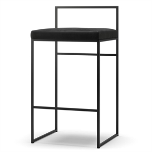 Baarituoli Selkänojalla 80 cm Musta/musta Sametti