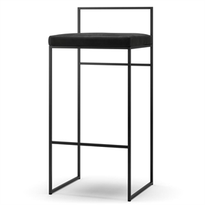 Baarituoli Selkänojalla 90 cm Musta/musta Sametti
