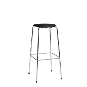 Fritz Hansen High Dot Bar Stool H76 4-Leg Chrome/ Black Ash Wood