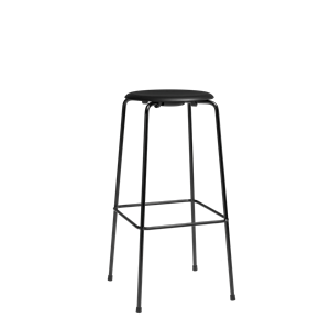 Fritz Hansen High Dot Bar Stool H76 4-leg Black/ Black Leather