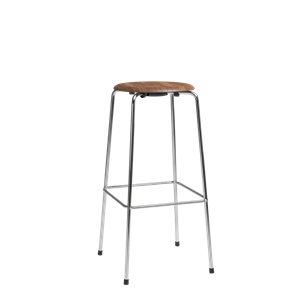 Fritz Hansen High Dot Bar Stool H76 4-leg Chrome/ Walnut