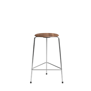 Fritz Hansen High Dot Bar Stool H65 3-leg Chrome/ Walnut