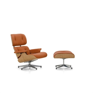 Vitra Eames -nojatuoli Rahilla, kastanjanruskea/Calma-konjakki/alumiini