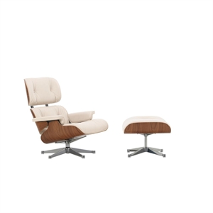 Vitra Eames -nojatuoli Rahilla, Luonnonvärinen Pähkinäpuu/72 Lumi/alumiini
