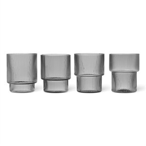 Ferm Living Ripple Glass Set of 4 Smoked