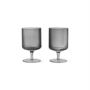 Ferm Living Ripple Wine Glass Set of 2 Smoked