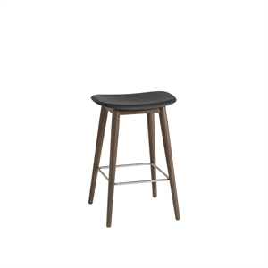 Muuto Fiber Bar Stool w. Wood Base Black/ Dark Brown H66 cm