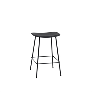 Muuto Fiber Bar Stool w. Tube Base Black/ Black H66 cm