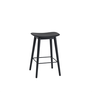 Muuto Fiber Bar Stool w. Wood Base Black/ Black H66 cm