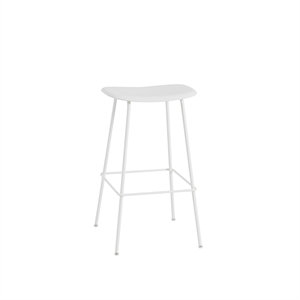 Muuto Fiber Bar Stool w. Tube Base White H76 cm