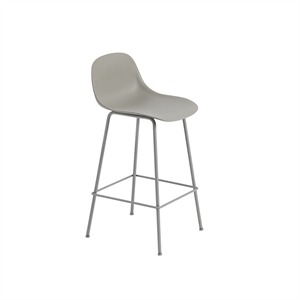 Muuto Fiber Bar Stool with Tube Base and Backrest Gray/ Gray H87.5 cm