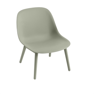 Muuto Fibre-nojatuoli puisella pohjalla Dusty Green