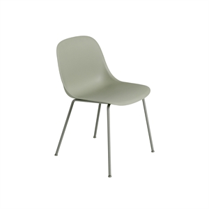 Muuto Fibre -ruokailutuoli putkipohjalla Dusty Green