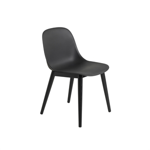 Muuto Fiber Dining Chair w. Wood Base Black