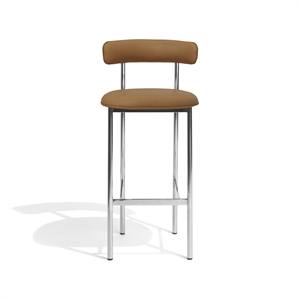 Møbel Copenhagen Font Bar Stool 75 cm Dunes Cognac Leather/Polished Steel Frame