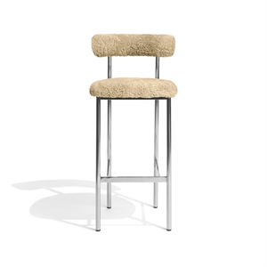 Møbel Copenhagen Font Bar Stool 75 cm Sheepskin Honey/Polished Steel Frame