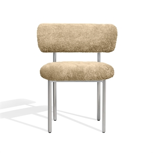 Møbel Copenhagen Font Dining Chair Sheepskin Honey/Polished Steel Frame