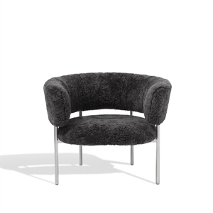 Møbel Copenhagen Font Armchair with Armrests Sheepskin Gray/Polished Steel Frame