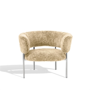 Møbel Copenhagen Font Armchair with Armrests Sheepskin Honey/Polished Steel Frame