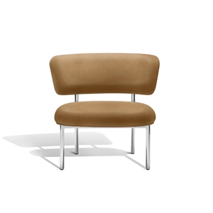 Møbel Copenhagen Font Armchair Dunes Cognac Leather/Polished Steel Frame