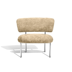 Møbel Copenhagen Font Armchair Sheepskin Honey/Polished Steel Frame