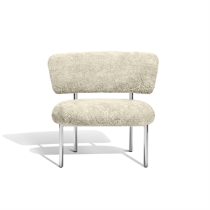 Møbel Copenhagen Font Armchair Sheepskin Oyster/Polished Steel Frame