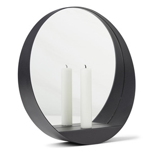 Gejst Glim Mirror/ Candlestick Round Black