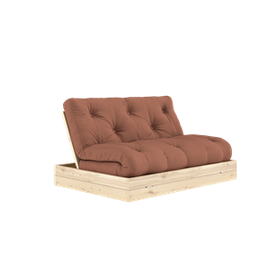 Karup Design -vuodesohva patjalla 140x200 saviruskea/kirkas lakka