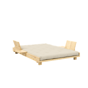 Karup Design Social Sofa Bed with 2 Pcs. Backrest, Side Tables & Mattress 140x200 Beige/ Clear Lacquered