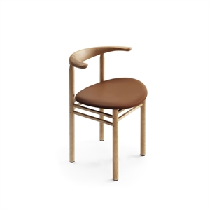 Nikari Linea Collection RMT3 Dining Chair Ash Wood Stained in Oak color/Elmosoft 33004 Leather