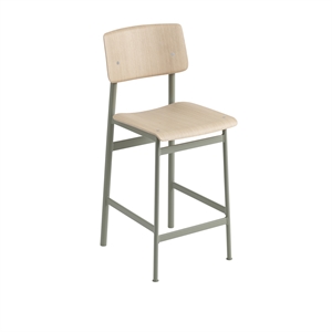 Muuto Loft Bar Stool Oak/Dusty Green H98.5