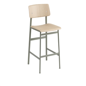 Muuto Loft Bar Stool Oak/Dusty Green H108.5