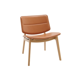 Magnus Olesen Freya Armchair Oiled Oak/Upholstered seat/Front Upholstered Back Cognac Hero 42528