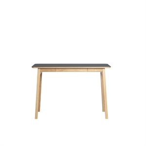 Magnus Olesen Freya Desk Solid Oak Lacquered/Black Linoleum 4023 Forbo