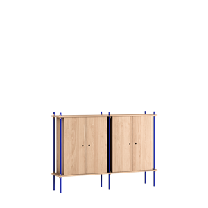 MOEBE S.115.2.E.OA Shelving System Oak/Deep Blue