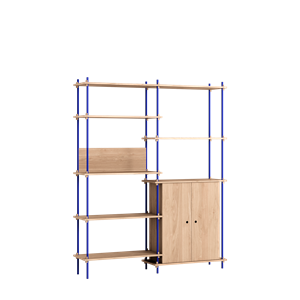 MOEBE S.200.2.I.OA Shelving System Oak/Deep Blue