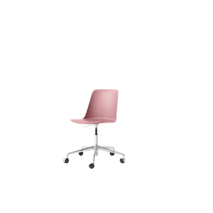 &Tradition Rely HW28 Dining Chair Without Armrest Swivel With Wheels Soft Pink/ Aluminum