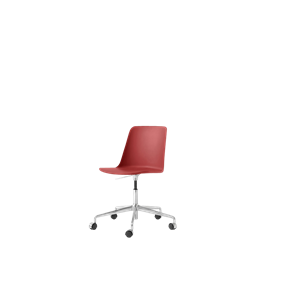 &Tradition Rely HW28 Dining Chair Without Armrest Swivel With Wheels Vermilion Red/ Aluminum