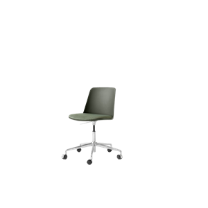 &Tradition Rely HW29 Dining Chair Without Armrest Swivel With Wheels Padded Seat Bronze Green/ Aluminum/Canvas 0926