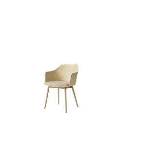 &Tradition Rely HW77 Dining Chair With Armrest Padded Seat Beige Sand/Clear Lacquered Oak/Karakorum 003