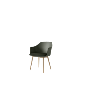 &Tradition Rely HW77 Dining Chair With Armrest Padded Seat Bronze Green/Clear Lacquered Oak/Vidar 0972