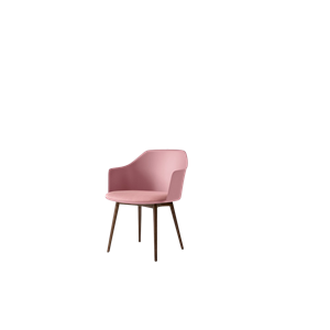 &Tradition Rely HW77 Dining Chair With Armrest Padded Seat Soft Pink/ Lacquered Walnut/ Vidar 0622