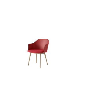 &Tradition Rely HW77 Dining Chair With Armrest Upholstered Seat Vermilion Red/Clear Lacquered Oak/Hallingdal 680