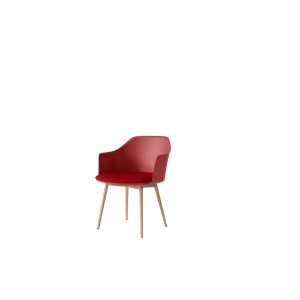 &Tradition Rely HW77 Dining Chair With Armrest Upholstered Seat Vermilion Red/Clear Lacquered Oak/Vidar 0556